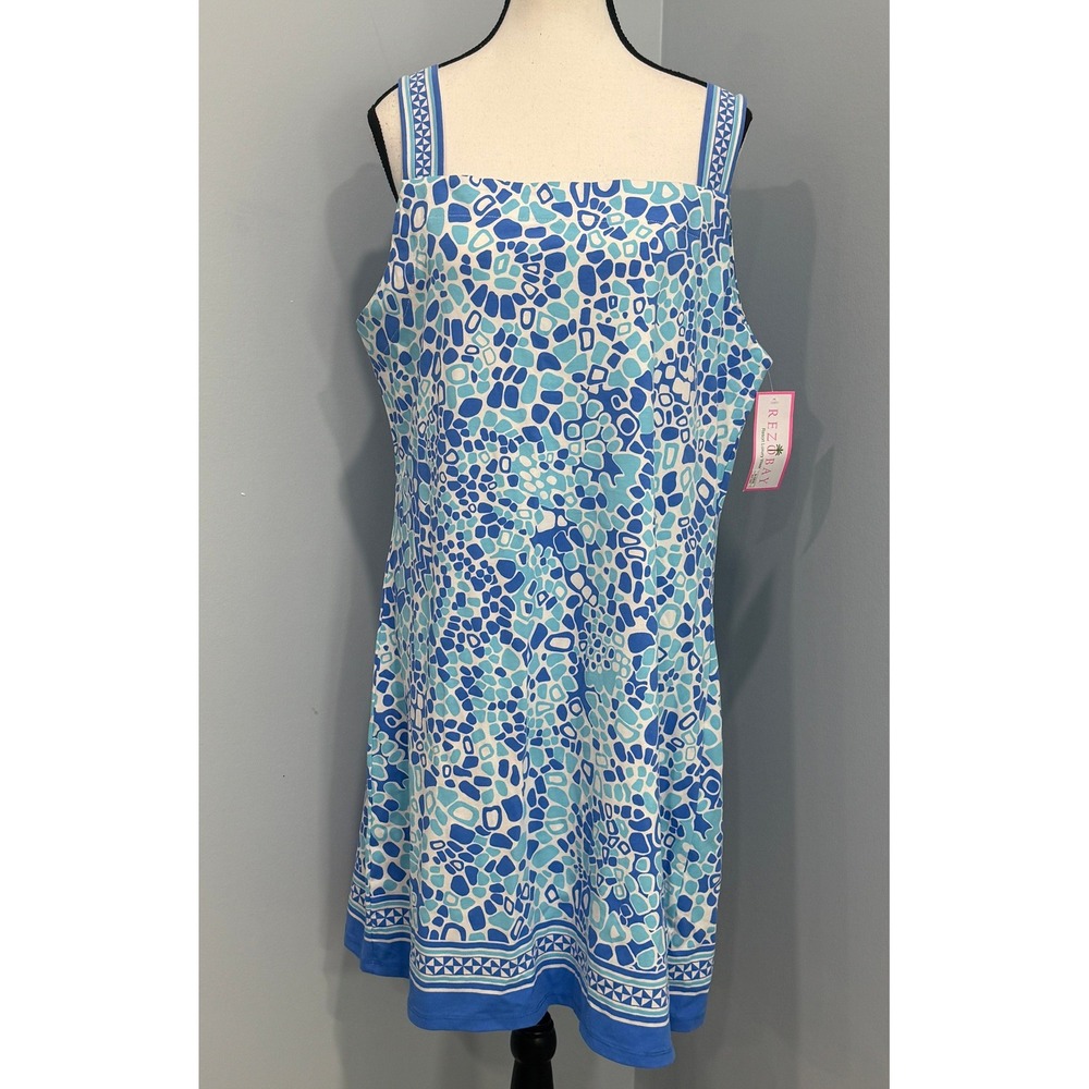 NWT Rezobay Celeste Print Cotton Knit Sleeveless Strap Dress Large